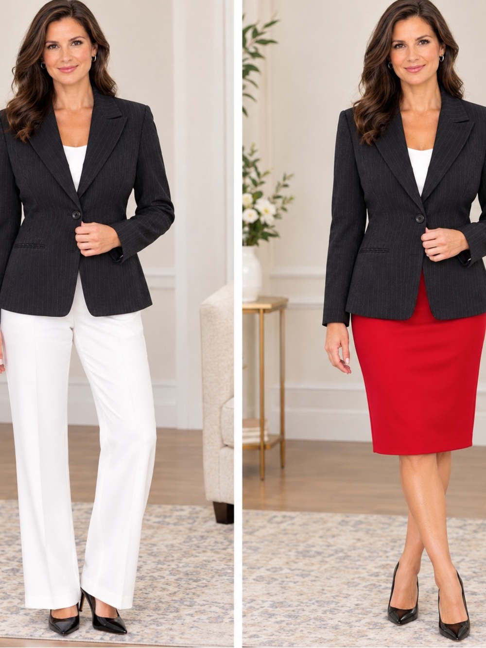 Ann Taylor Charcoal Pinstripe Pencil Skirt and Jacket Set